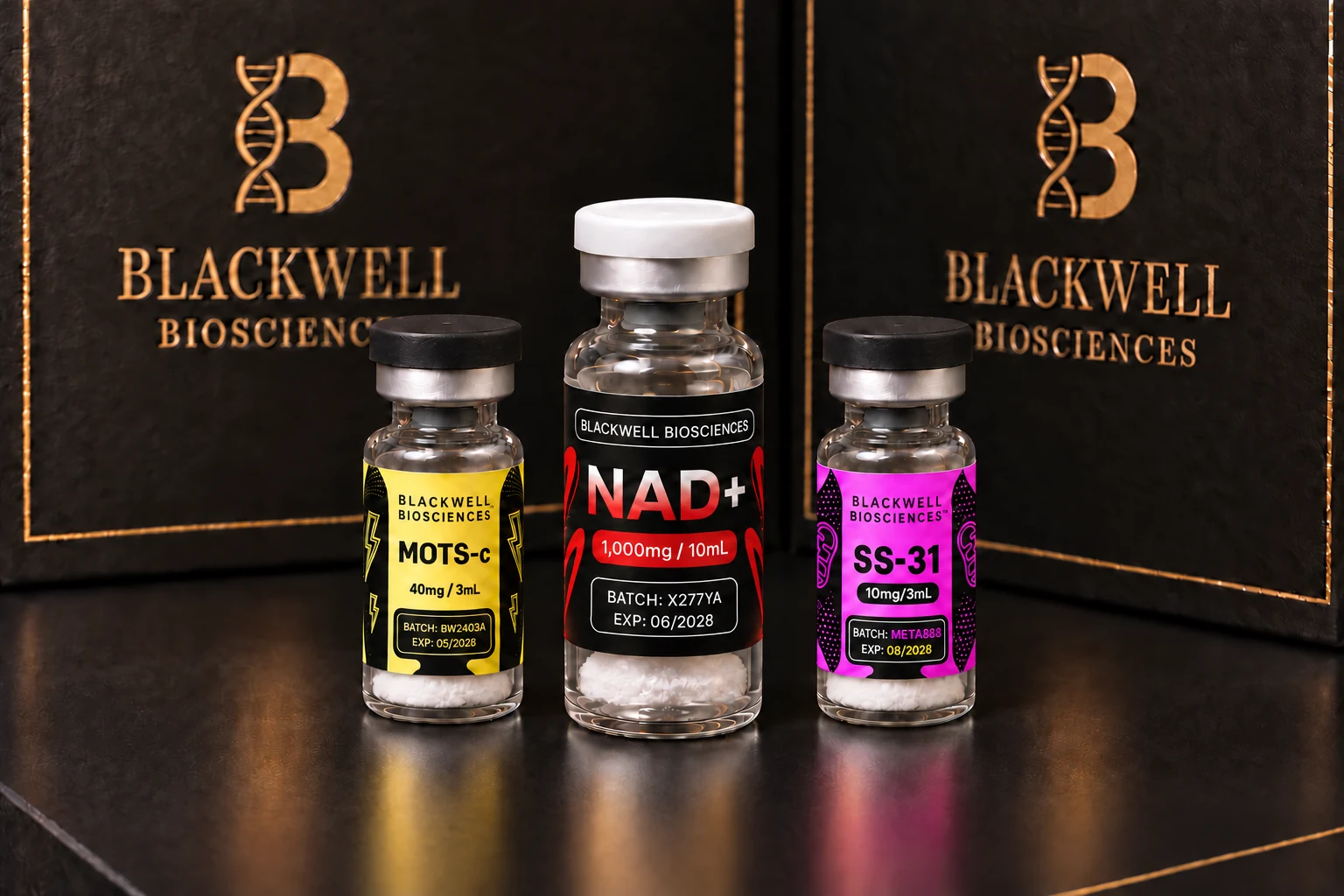 Explore the Cellular Energy Trifecta bundle for $249.99: MOTS-c, NAD+, and SS-31 10 mg